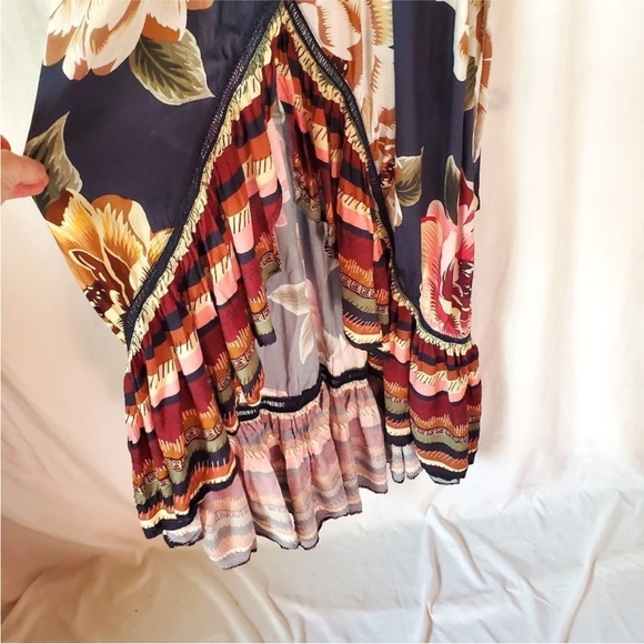 Farm Rio Layla Floral Ruffle High Low Maxi Wrap Dress, size XS - Picture 7 of 11